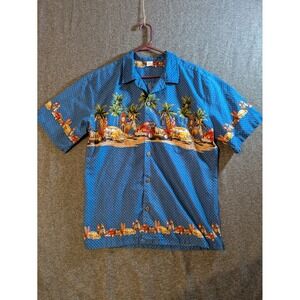 Palmwave Shirt Mens 'Woody's And Surfboards ' Hawaiian Double Sided Size Lg